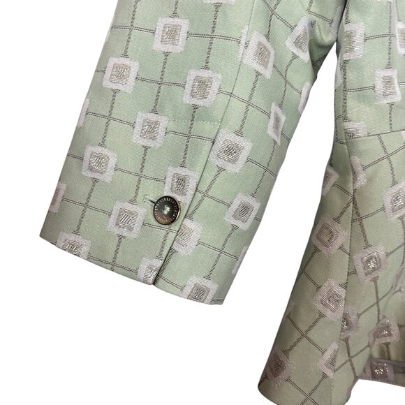 New Ted Baker Working Title $475 Geo Shimmer Blazer Jacket Sage Green Sz 2 US 6 - Picture 6 of 13